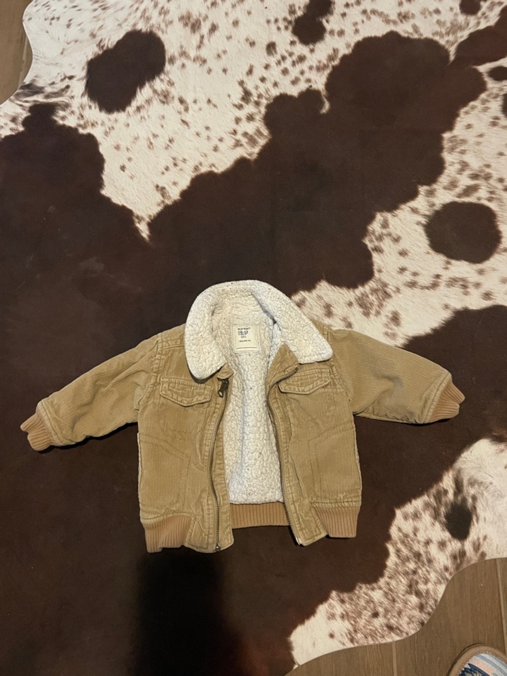 Old Navy Tan Corduroy Jacket with Cream Sherpa Lining
